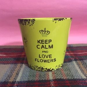 Yellow Keep Calm Love Flowers Garden Planter Pot